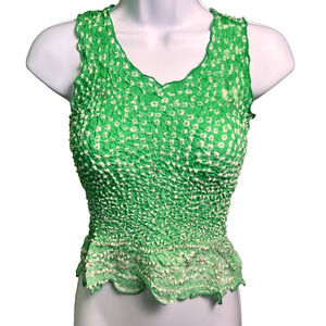 NWT Chaudry Sports Hand Knotted Smocked Stretch Tank Womens Large Hand Dyed Boho